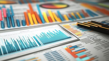 Close-up of Charts and Graphs on a Desk