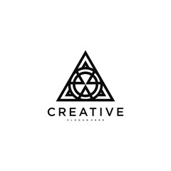 Abstrack triangle logo design, futuristic line shapes. Premium Vector