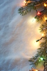 Obraz premium A Christmas tree with lights on it is in front of a white background