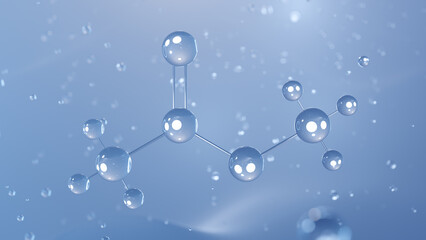 methyl acetate molecular structure, 3d model molecule, carboxylate ester, structural chemical formula view from a microscope