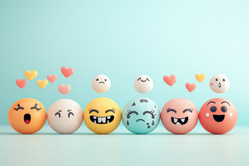 Bright emoji icons, modern visual symbols, vibrant color palette, 3D illustration