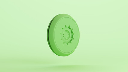 Green bionic capsule disk shapes bearing housing technology design element neutral monochrome soft tones mint green background 3d illustration render