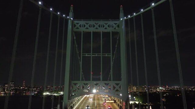 Aerial view of the Robert F. Kennedy Bridge at night