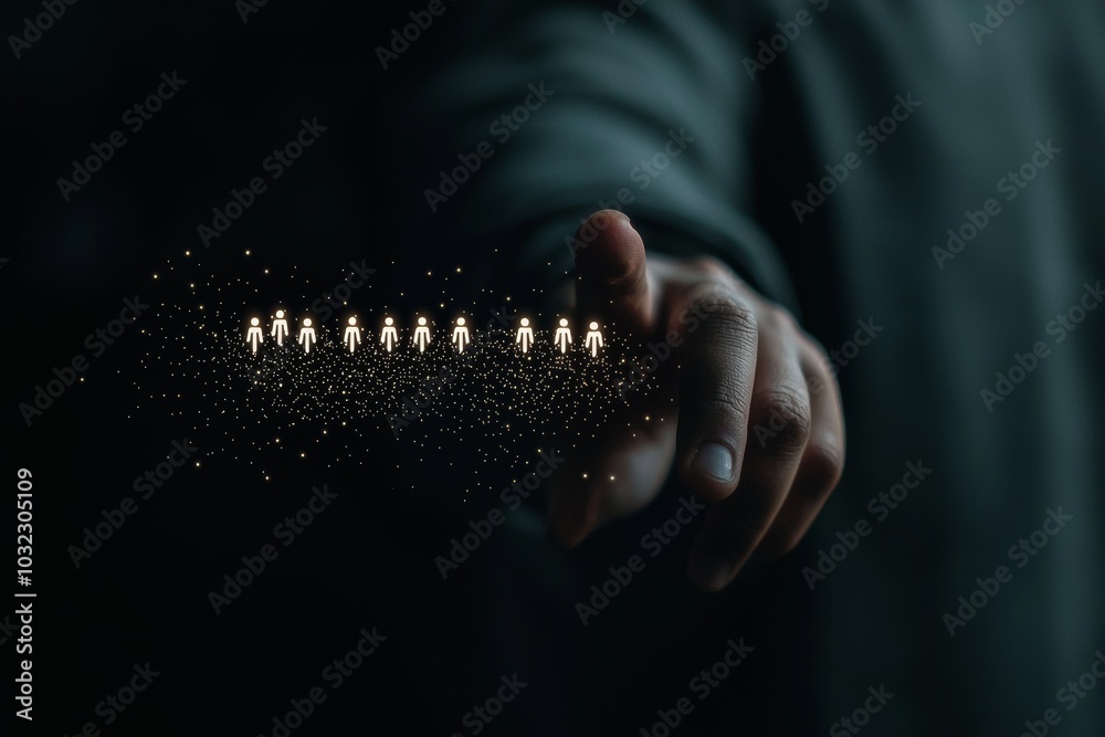 Poster In a corporate environment, hands interact with digital network interfaces to display data exchanges, connectivity, and modern communications technology.