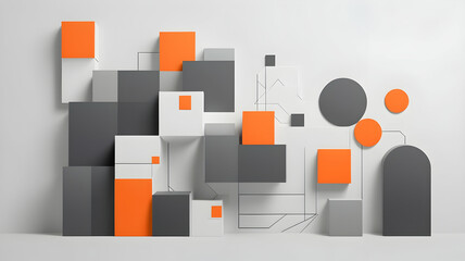 Geometric Cubical Background with Neon green, grey, dark grey Accents, Modern, Minimalist Design on White