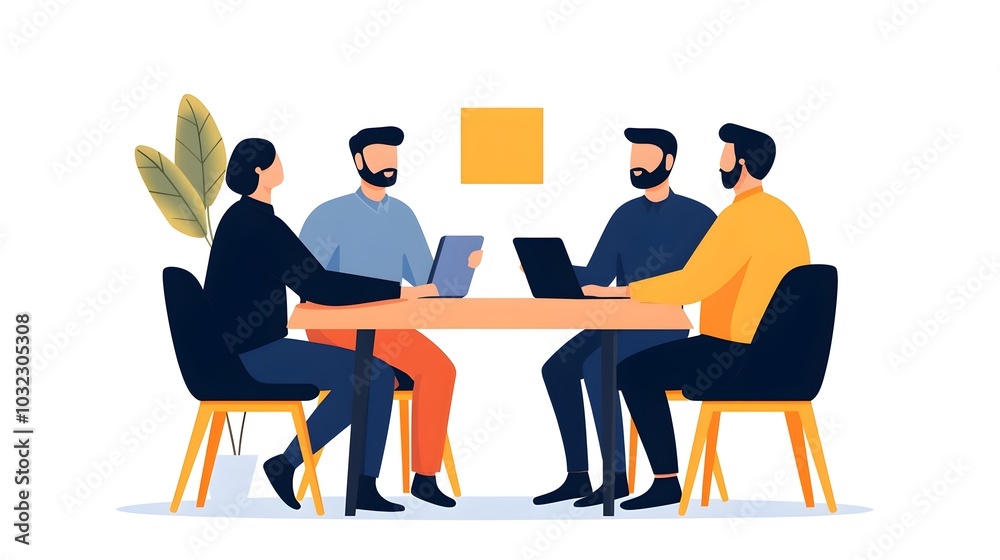Leinwandbilder isometric view of a digital marketing team collaborating in a modern open workspace the image showca