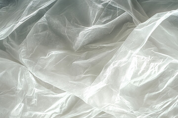 Obraz premium A close-up of the transparent plastic wrap material, with clear textures and a glossy surface. The background is white to highlight the texture of each layer of the wrapping film.