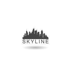 Simple Skyline icon with shadow