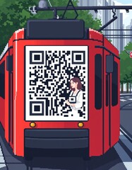 Pixel Art Code A pixel art style illustration of a QR code on a