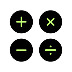 Rounded Black Math Plus Minus Icon Set PNG