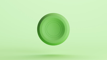 Green bionic capsule disk shapes bearing housing technology design element neutral monochrome soft tones mint green background 3d illustration render