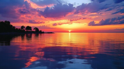 a beautiful view with a sky with shades of orange, red, purple and sometimes golden