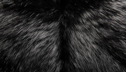 Silver Fox Fur Luxury Texture, Background of Natural Black with Gray Tips Animal Hair Design.