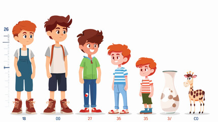 Kids Height Chart with Character Milk: Happy Cute Kid