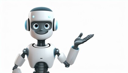 案内や説明をする可愛らしいロボットのイメージイラスト
