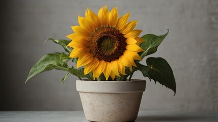 Botanical Yellow Nature Potted Floral Sunflower Pot Plant 