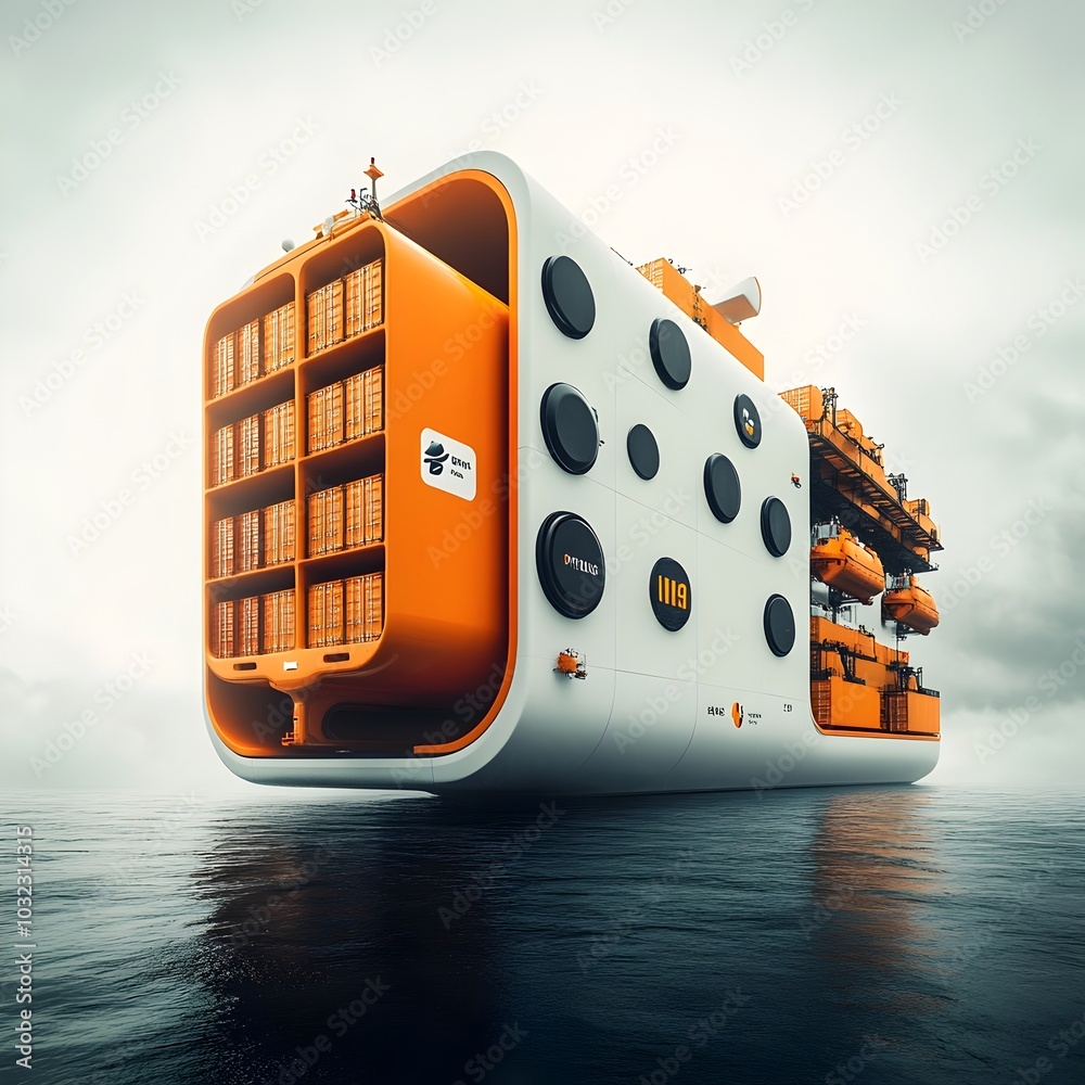 Leinwandbilder enormous state of the art container vessels showcasing futuristic hull shapes and autonomous loading