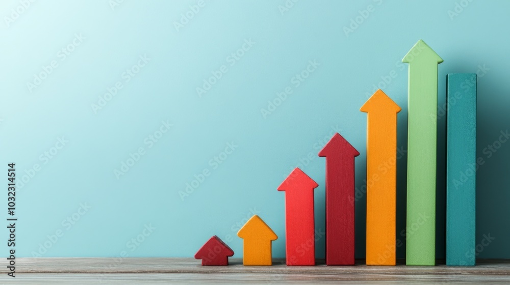 Poster colorful graph representing growth and progress