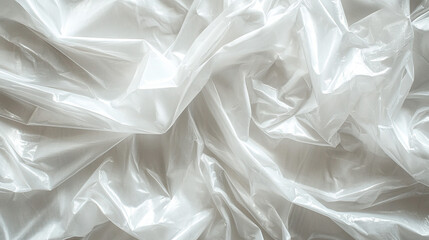 Obraz premium A close-up of the transparent plastic wrap material, with clear textures and a glossy surface. The background is white to highlight the texture of each layer of the wrapping film.