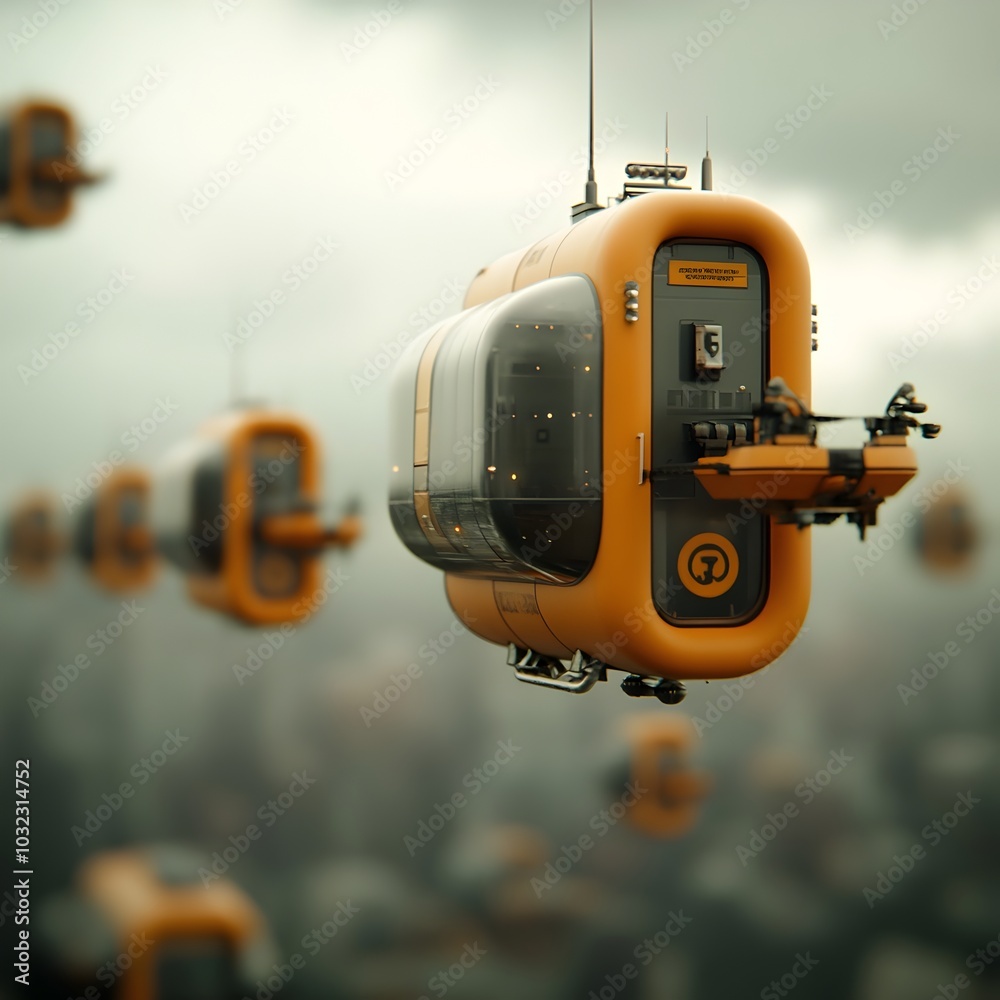 Poster Towering futuristic cargo ships equipped with innovative hull designs and intelligent robotic loading mechanisms powering an interconnected world of commerce and trade