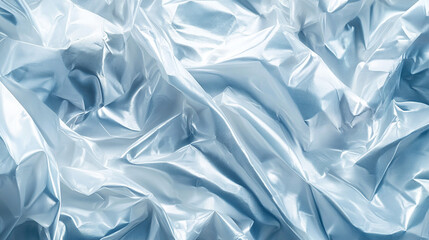 Obraz premium A close-up of the transparent plastic wrap material, with clear textures and a glossy surface. The background is white to highlight the texture of each layer of the wrapping film.