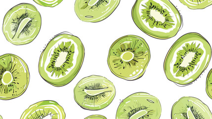 Kiwi Fruits Pattern Background Vector Illustration
