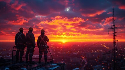 Fototapeta premium Engineers working on energy infrastructure, representing Russia's strong energy sector.