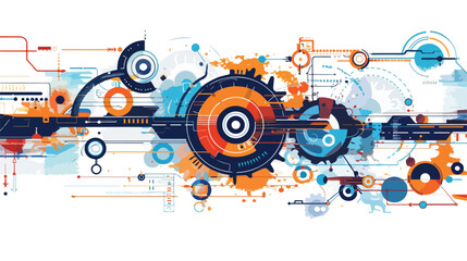 Obraz premium Innovative Technology Background with Mixed Media Flat Design