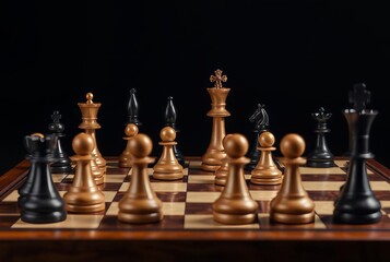 Chess Set with Pieces in Mid Game