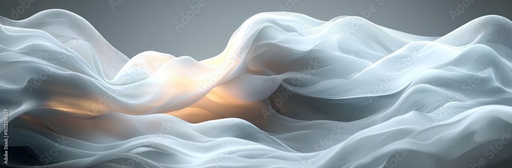 Wall mural abstract flowing white waves with a smooth, textured surface creating a fluid, dynamic motion effect