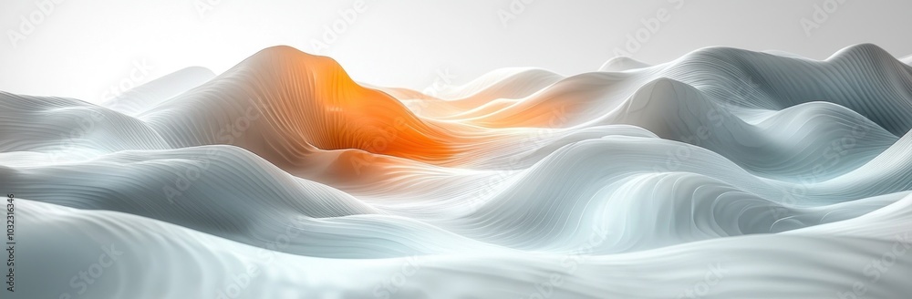 Wall mural abstract flowing white waves with a smooth, textured surface creating a fluid, dynamic motion effect