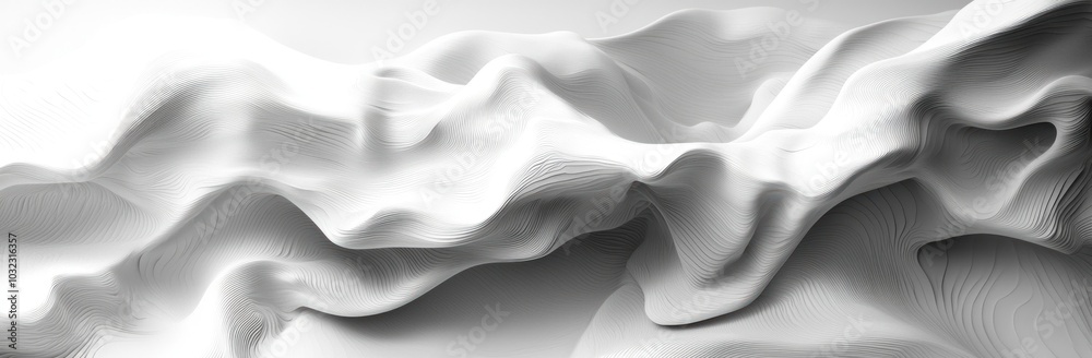 Sticker abstract flowing white waves with a smooth, textured surface creating a fluid, dynamic motion effect