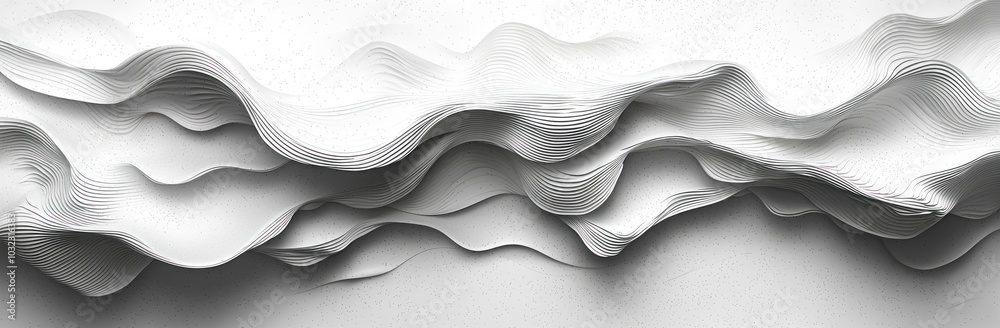 Wall mural abstract flowing white waves with a smooth, textured surface creating a fluid, dynamic motion effect