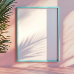 Minimalist frame casting shadows in a pastel room