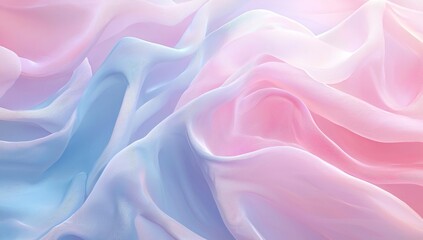 Obraz premium Abstract pastel fabric waves in soft pink and blue hues Generative AI