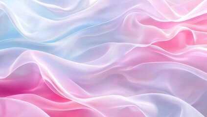 Obraz premium Abstract pastel fabric waves in soft pink and blue hues Generative AI