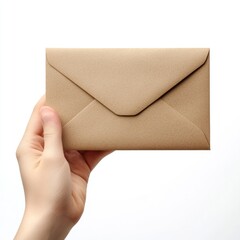 Fototapeta premium Elegant Hand Holding a Brown Envelope with Card