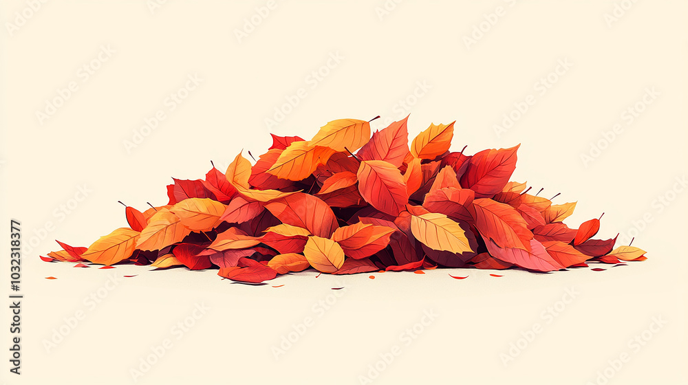 Wall mural a pile of autumn leaves ready to be jumped in. vector flat minimalistic isolated graphic vector illu