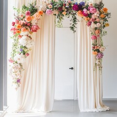 Chic Bohemian Flower Arch with Mixed Blooms