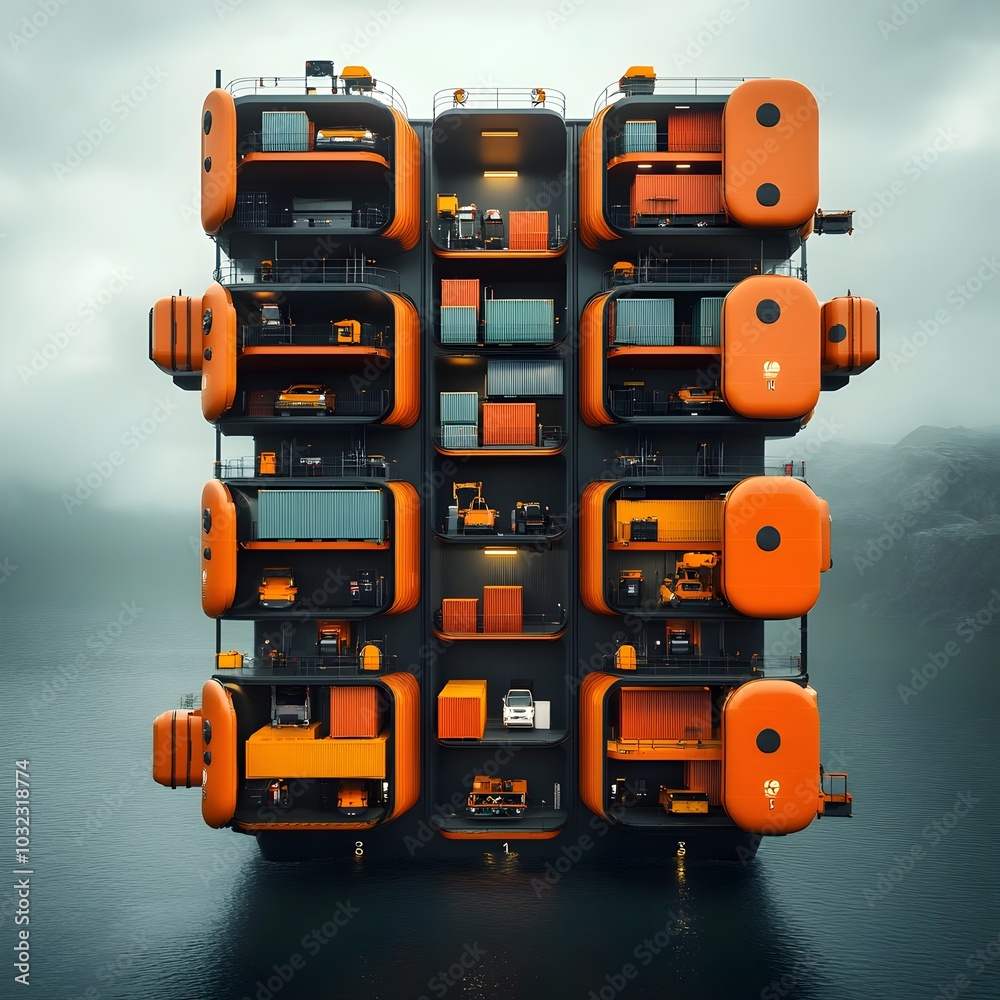 Aufkleber towering cutting edge cargo container carriers showcasing innovative hull structures and intelligent