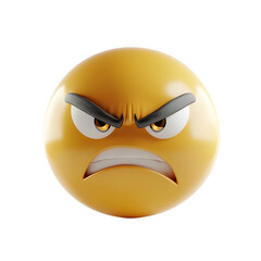 Angry emoji face,3d render,3D yellow angry emoji face,Angry smiley emoji face,angry face emoji in...