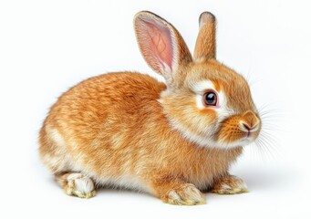 Obraz premium Funny redhead rabbit peeking , isolated on white background, , free space text, copy space, copy space for text,