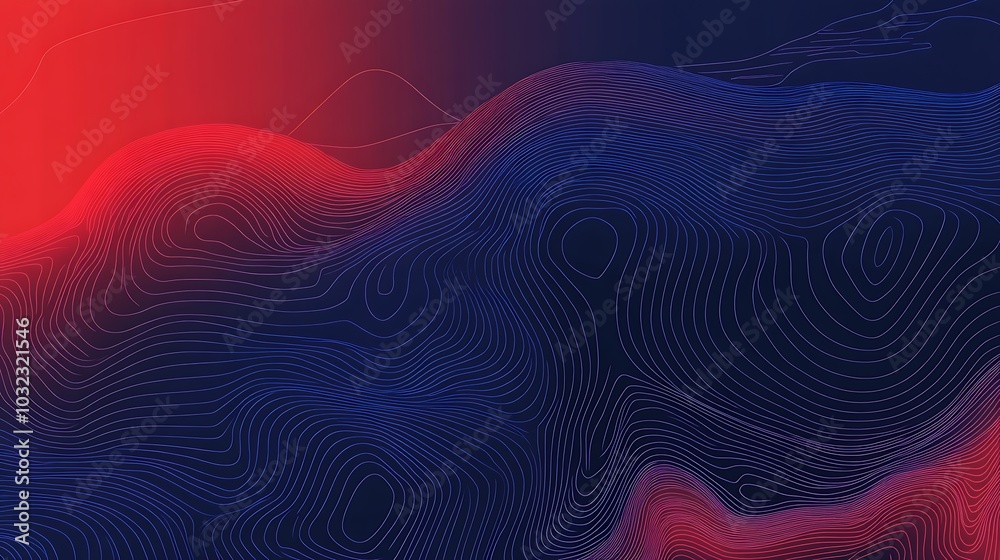 Poster Abstract digital background with blue and red lines.