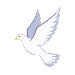 Obraz premium White Dove with Purple Wings Flying Illustration