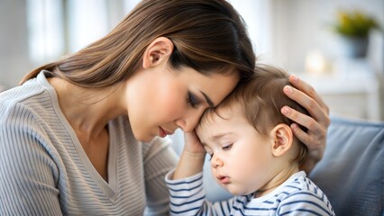Tender Care: Mother Comforting Unwell Child