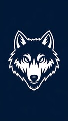 Fototapeta premium illustration of an emblem with a wolf head on a dark blue background