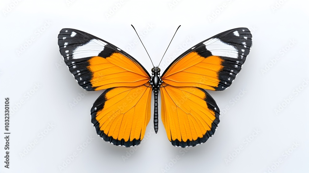 Poster elegant monarch butterfly with glowing orange wings in a beautiful watercolor a hint of halloween at
