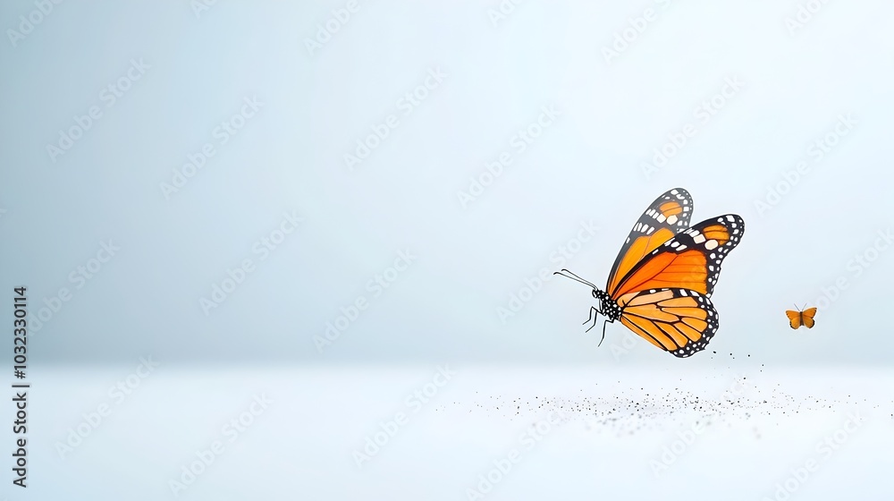 Poster enchanting monarch butterfly watercolor with spooky halloween vibes featuring intricate orange and b
