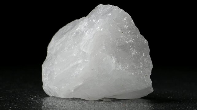 White Quartz sample rotating slowly against a black background [Madagascar]