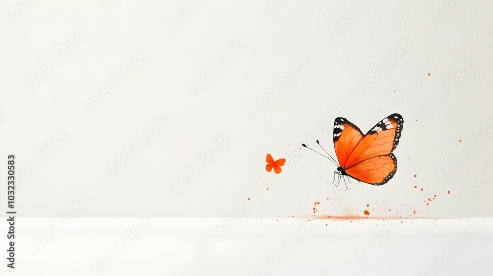 Poster of a monarch butterfly painted in vibrant watercolor with halloween inspired colors and themes isola